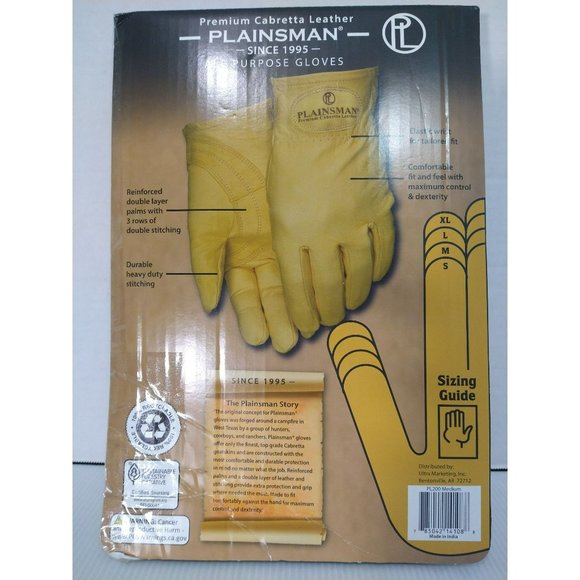 Plainsman Premium Cabretta Leather Work Gloves Yellow 2 Pairs Medium - Picture 2 of 3